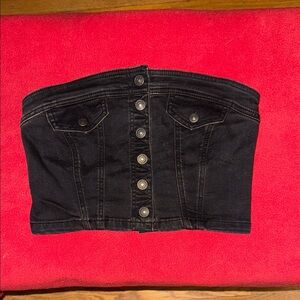 NWT American Eagle Black Denim Button-Up Bustier
